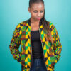 Ankara bomber Jacket with fleece lining
